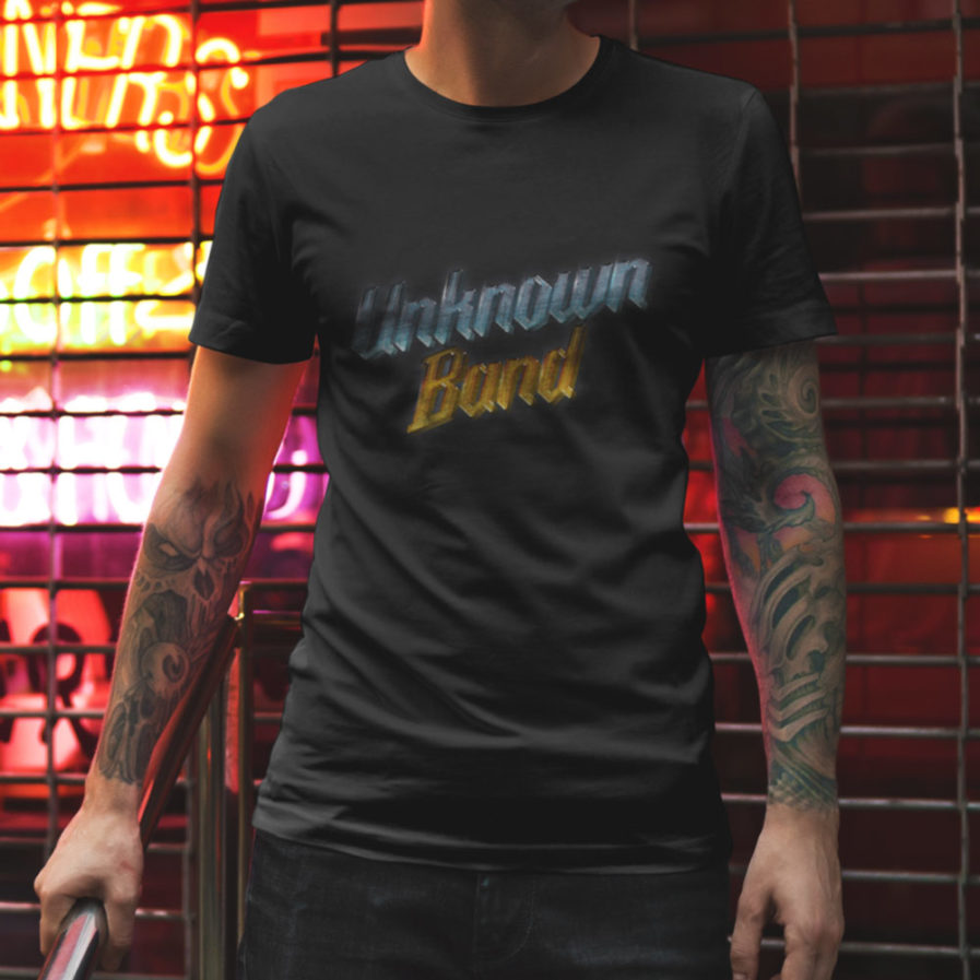"Unknown Band" Short Sleeve T-Shirt - Black. Frong Woot
