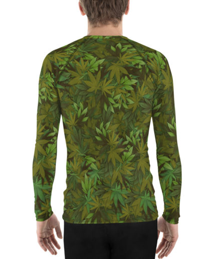 Cannabis - weed leaf camouflage rash guard for man, back view