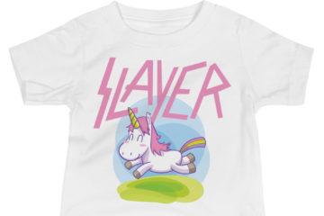 Slayer Unicorn Baby Jersey Tee - White. Frong Woot