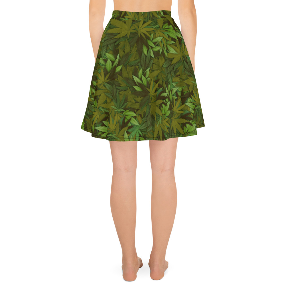 Cannabis - Weed leaf camouflage skater skirt - Back view.