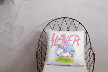 Slayer Unicorn Pillow - Front View. Frong Woot