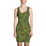 Cannabis - Weed leaf camouflage cut and sew dress - Front view. Frong Woot