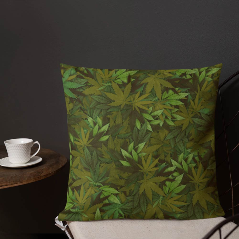 Marijuana Camouflage Leaf Square Pillow. Frong Woot