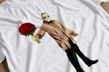 Jason Voorhees in Love T-shirt close-up