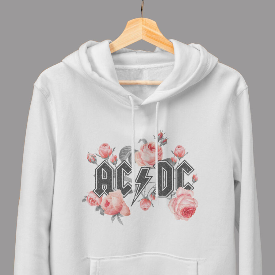 AC/DC Pink Roses Ladies Rock Hoodie