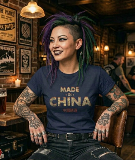 Chinese punk girl in a bar